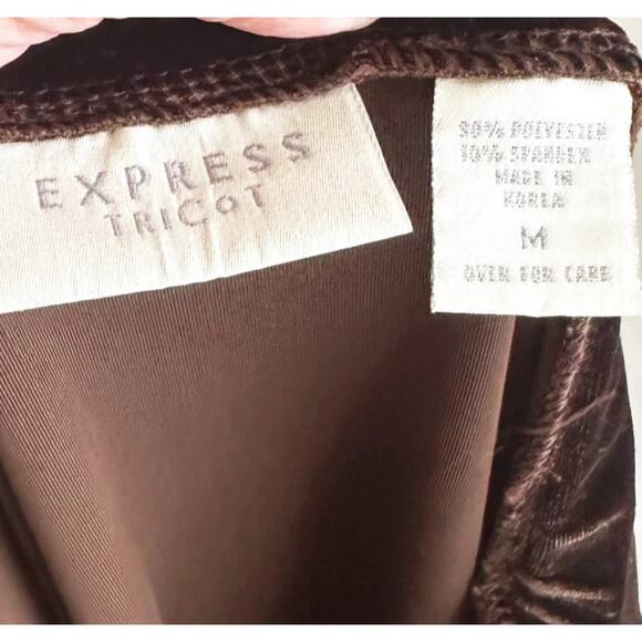 VTG Y2K Express Tricot Velvet Maxi Skirt Medium Brown Whimsygoth 90s Grunge - Picture 3 of 5